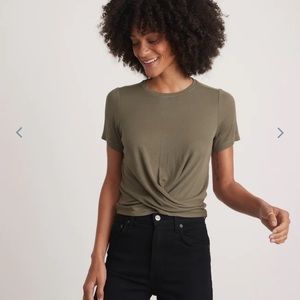 Marine Layer Lexi twist front olive tee